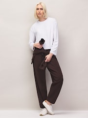 Ro&Zo Brown Petite Cotton Blend Barrel Leg Joggers - Image 5 of 9