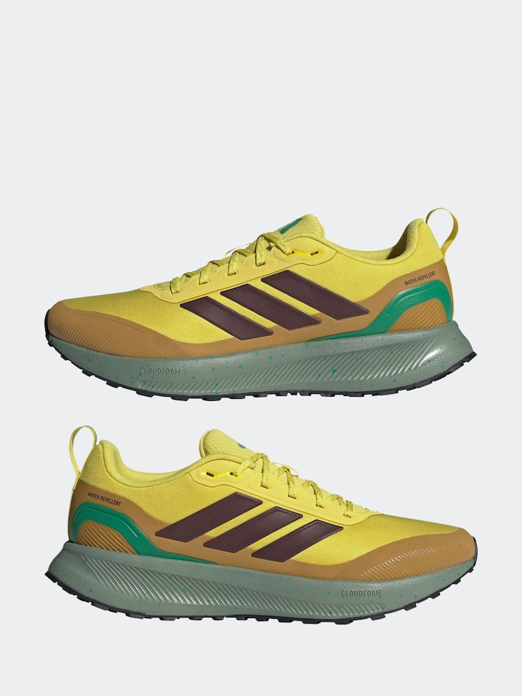 adidas Yellow Run Falcon Trainers - Image 5 of 9
