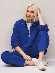 Azul - Ro&Zo Cotton Blend Half Zip Sweatshirt - Imagen 1 de 9