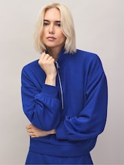 Azul - Ro&Zo Cotton Blend Half Zip Sweatshirt - Imagen 3 de 9