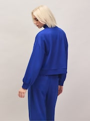 Azul - Ro&Zo Cotton Blend Half Zip Sweatshirt - Imagen 8 de 9