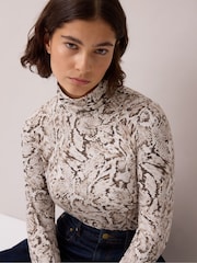 Ro&Zo Snake Print Roll Neck Top - Image 1 of 5