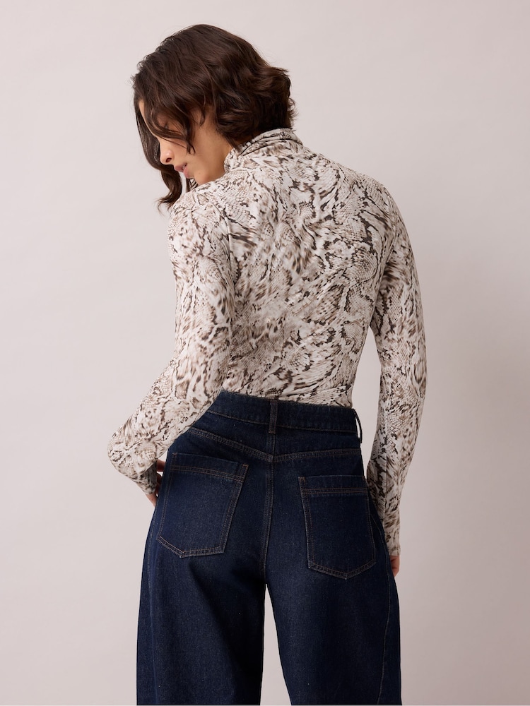Ro&Zo Snake Print Roll Neck Top - Image 5 of 5