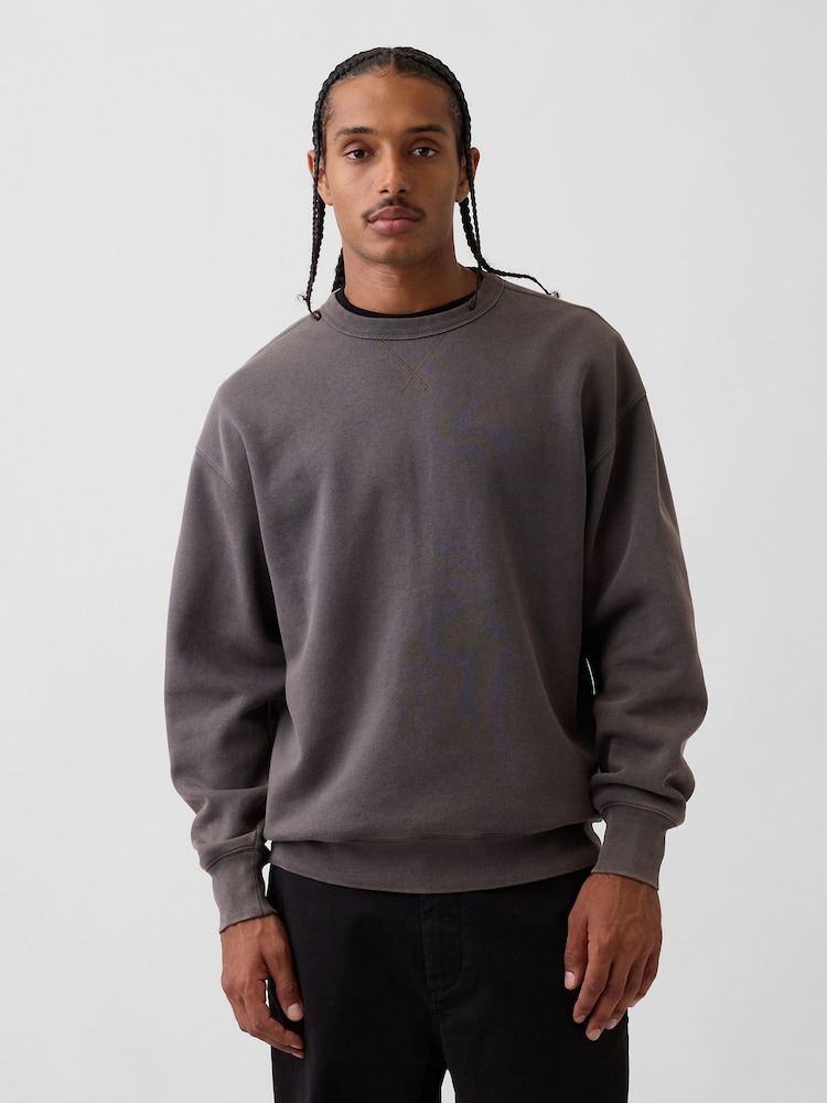 Anthrazit - Gap Boxy Washed-Fleece Crew Neck Sweatshirt - Bild 1 von 4 Anthrazit - Gap Boxy Washed-Fleece Crew Neck Sweatshirt - Bild 1 von 4