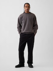 Anthrazit - Gap Boxy Washed-Fleece Crew Neck Sweatshirt - Bild 3 von 4