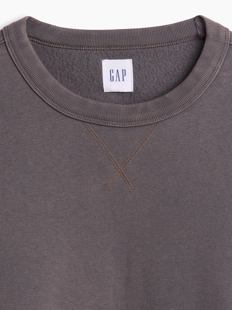 Anthrazit - Gap Boxy Washed-Fleece Crew Neck Sweatshirt - Bild 4 von 4 Anthrazit - Gap Boxy Washed-Fleece Crew Neck Sweatshirt - Bild 4 von 4