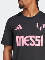 adidas Black Messi Name and Number Graphic 100% Cotton T-Shirt - Image 3 of 6