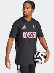 adidas Black Messi Name and Number Graphic 100% Cotton T-Shirt - Image 5 of 6