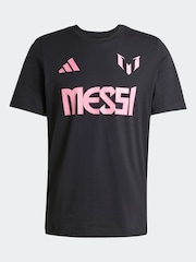 adidas Black Messi Name and Number Graphic 100% Cotton T-Shirt - Image 6 of 6