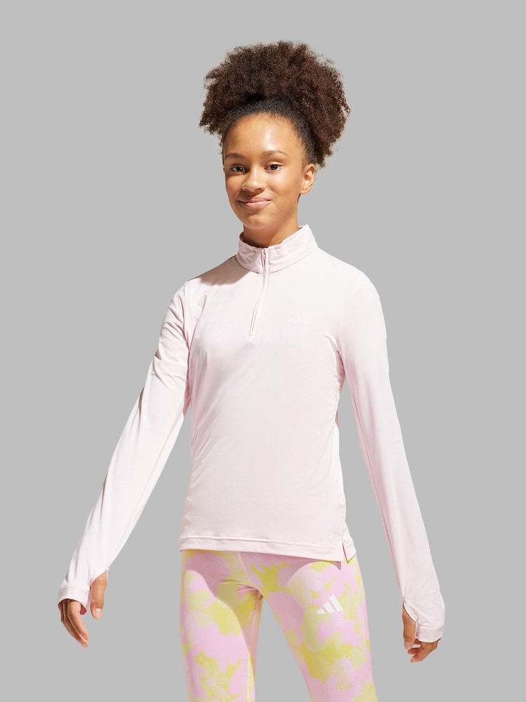 adidas Pink Pink All Sports Favorite Quarter Zip Long Sleeve T-Shirt - Image 1 of 6