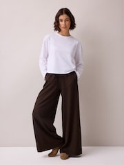 Ro&Zo Brown Pinstripe Wide Leg Joggers - Image 1 of 6