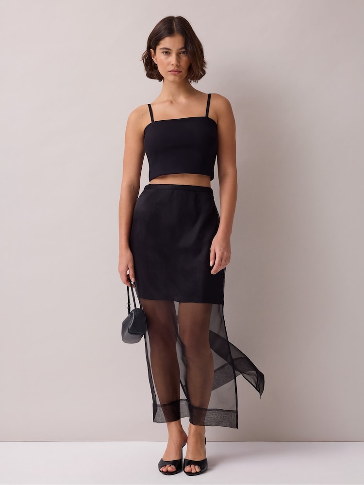 Ro&Zo Black Ponte Detachable Strap Top - Image 1 of 4