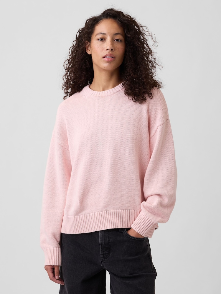 Gap Pink Relaxed Crew Neck Jumper - Image 1 of 4 Gap Pink Relaxed Crew Neck Jumper - Image 1 of 4