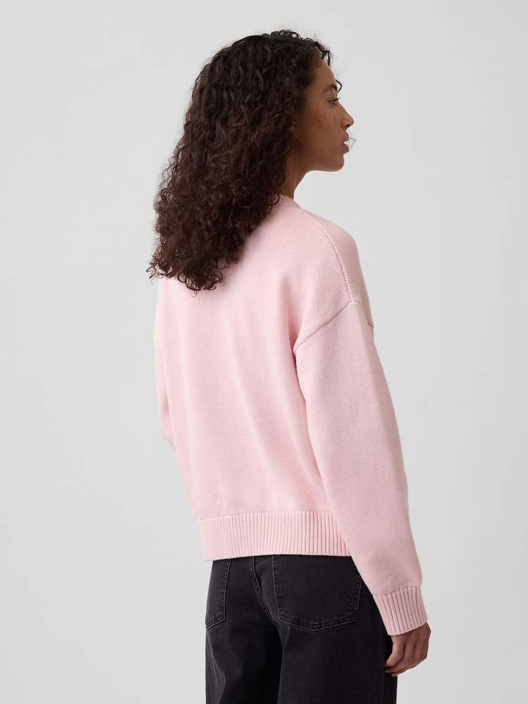 Gap Pink Relaxed Crew Neck Jumper - Image 2 of 4 Gap Pink Relaxed Crew Neck Jumper - Image 2 of 4