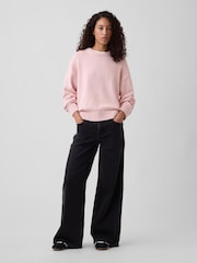 Gap Pink Relaxed Crew Neck Jumper - Image 3 of 4