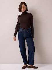 Ro&Zo Brown Cotton Blend Roll Neck Top - Image 3 of 4