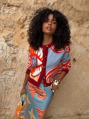Never Fully Dressed Blue Hollie Cardigan in Dolce Vita Jacquard - Image 4 of 5