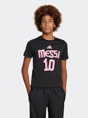 أسود - adidas Messi Name and Number Graphic 100% Cotton T-Shirt - صورة 1 من 5