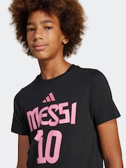 أسود - adidas Messi Name and Number Graphic 100% Cotton T-Shirt - صورة 2 من 5