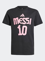 أسود - adidas Messi Name and Number Graphic 100% Cotton T-Shirt - صورة 5 من 5