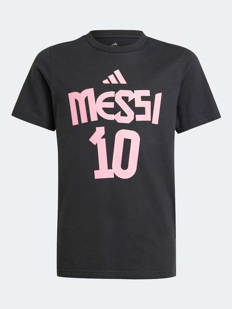 أسود - adidas Messi Name and Number Graphic 100% Cotton T-Shirt - صورة 5 من 5