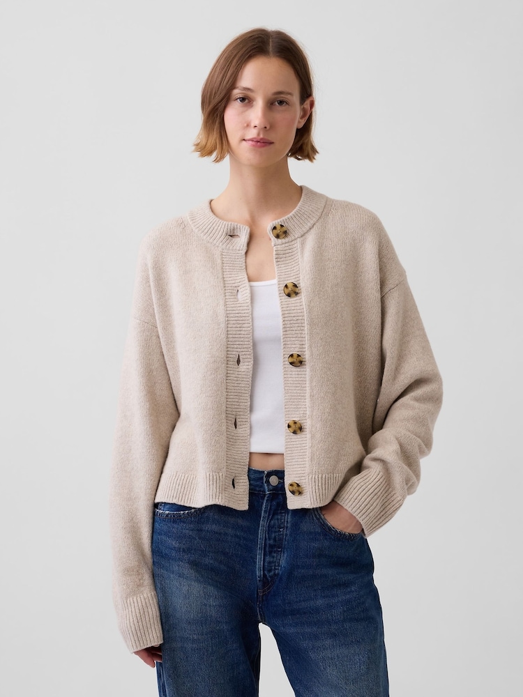 Beige - Gap CashSoft Oversized Chunky Strickjacke - Bild 1 von 4