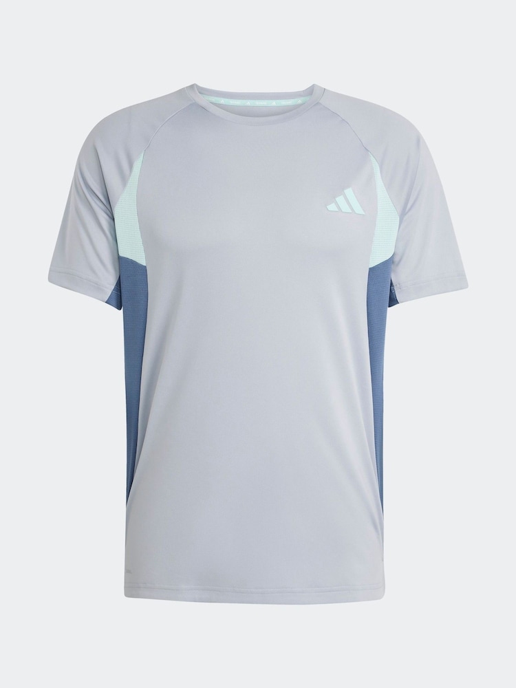 adidas Grey Tech Apparel Colorblock T-Shirt - Image 6 of 6