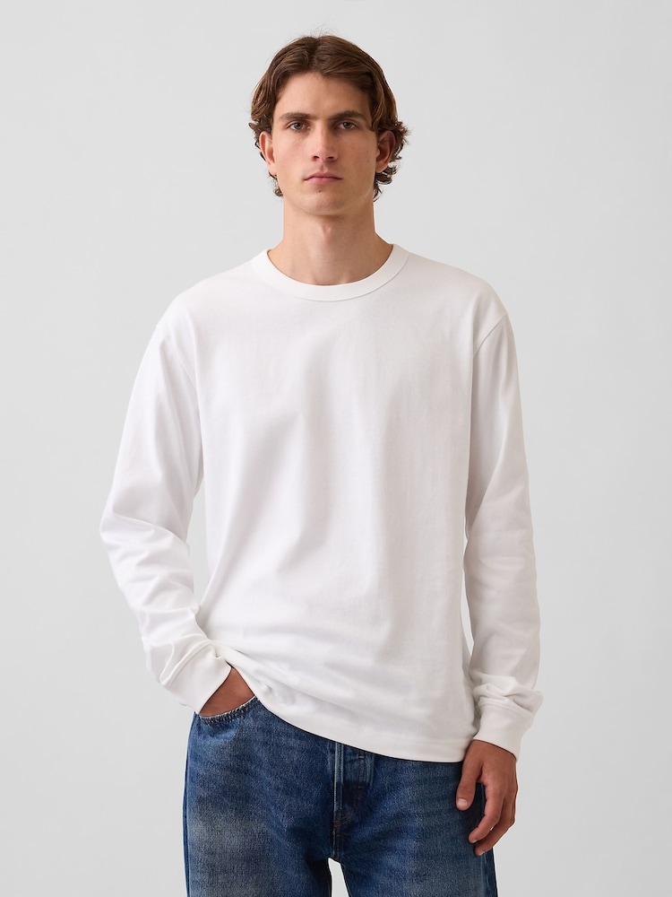 Gap White Heavyweight Relaxed Long Sleeve T-Shirt - Image 1 of 4