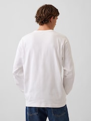 Gap White Heavyweight Relaxed Long Sleeve T-Shirt - Image 2 of 4
