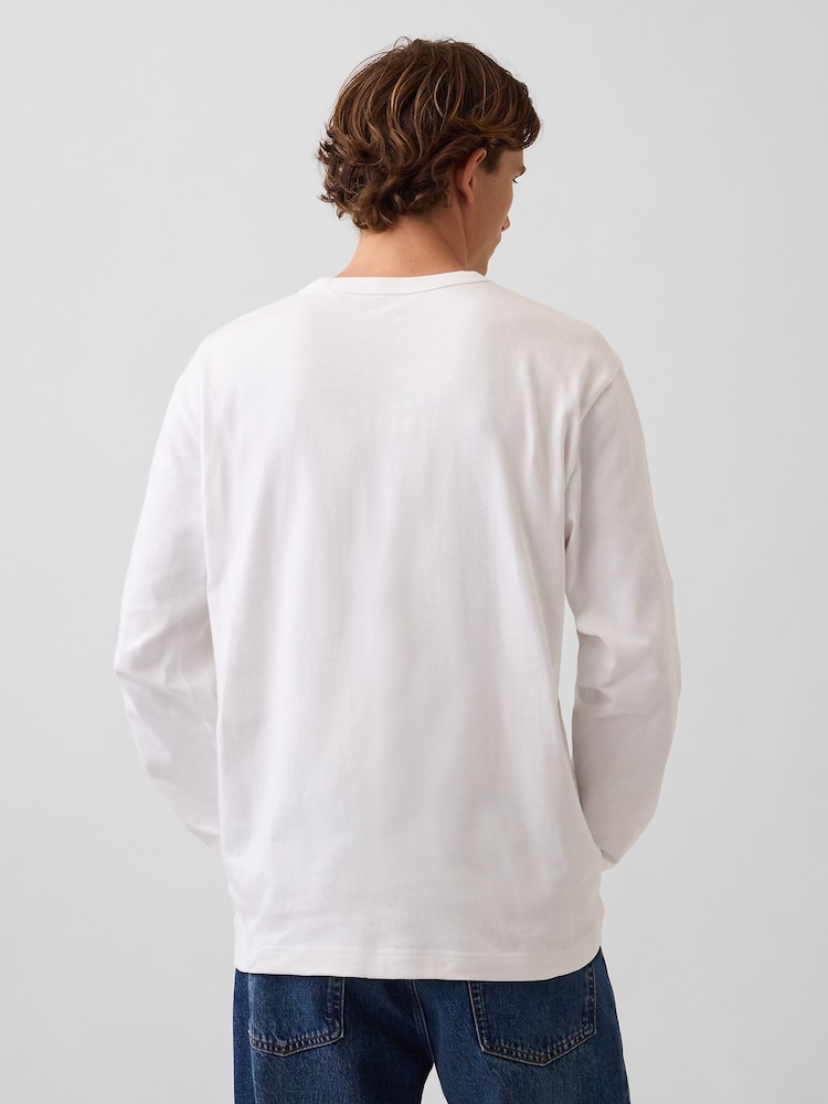 Gap White Heavyweight Relaxed Long Sleeve T-Shirt - Image 2 of 4