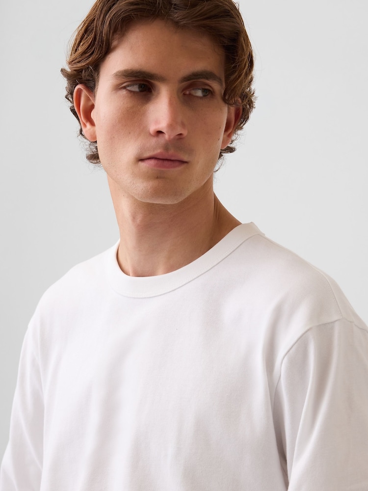 Gap White Heavyweight Relaxed Long Sleeve T-Shirt - Image 4 of 4
