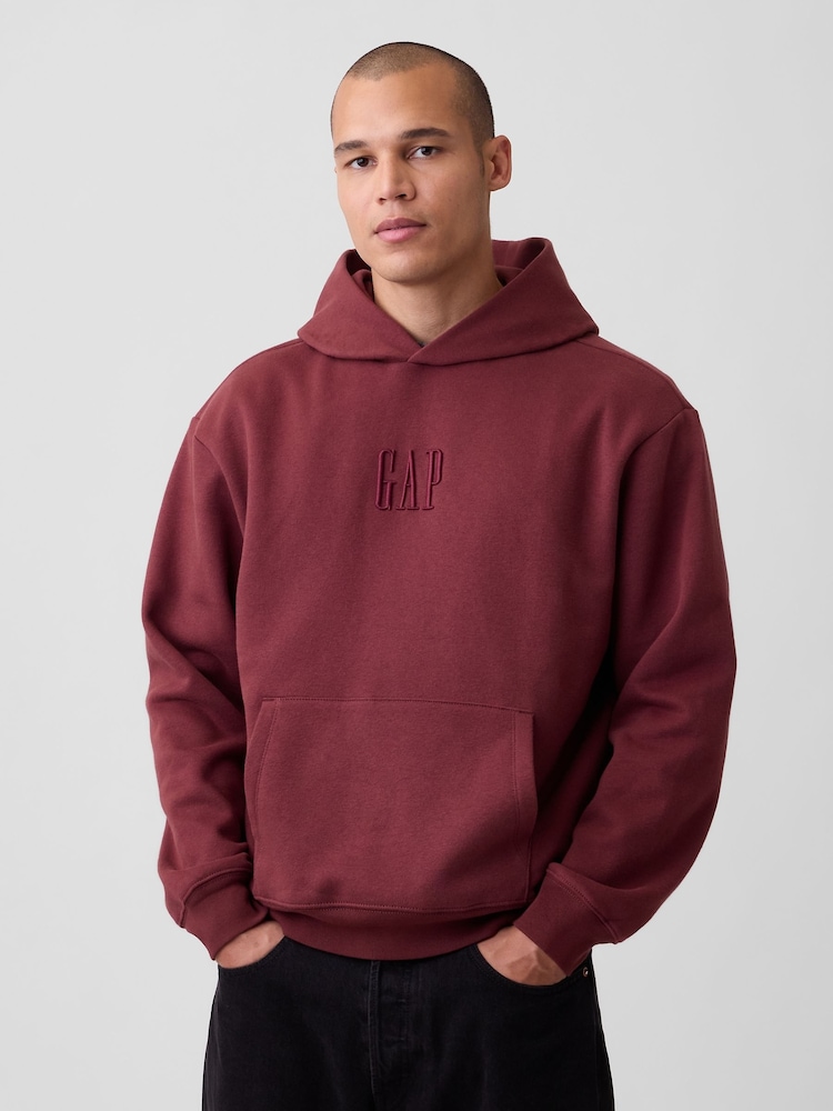 Gap Burgundy Red Vintage Soft Oversized Mini-Logo Hoodie - Image 1 of 4 Gap Burgundy Red Vintage Soft Oversized Mini-Logo Hoodie - Image 1 of 4