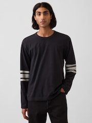 Gap Black Heavyweight Varsity Long Sleeve T-Shirt - Image 1 of 5