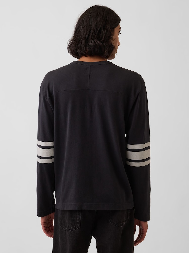 Gap Black Heavyweight Varsity Long Sleeve T-Shirt - Image 2 of 5