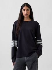 Gap Black Heavyweight Varsity Long Sleeve T-Shirt - Image 3 of 5