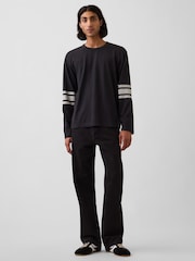 Gap Black Heavyweight Varsity Long Sleeve T-Shirt - Image 4 of 5