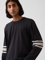 Gap Black Heavyweight Varsity Long Sleeve T-Shirt - Image 5 of 5