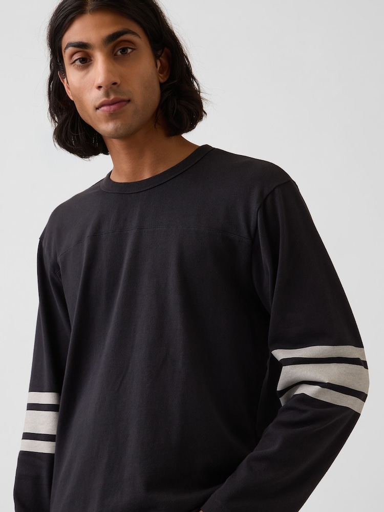 Gap Black Heavyweight Varsity Long Sleeve T-Shirt - Image 5 of 5