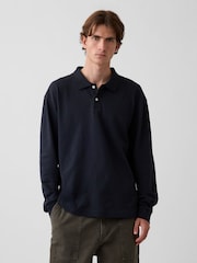Gap Black Oversized Pique Polo Shirt - Image 1 of 4