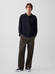 Gap Black Oversized Pique Polo Shirt - Image 3 of 4
