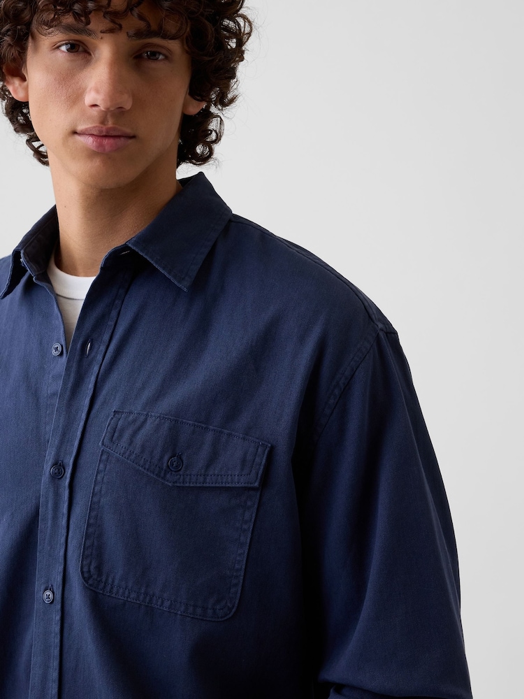Jūras spēki - Gap Boxy Fit Twill Shirt - Attēls 4 no 4