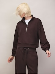 Marrón - Ro&Zo Cotton Blend Half Zip Sweatshirt - Imagen 3 de 6