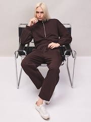 Marrón - Ro&Zo Cotton Blend Half Zip Sweatshirt - Imagen 5 de 6