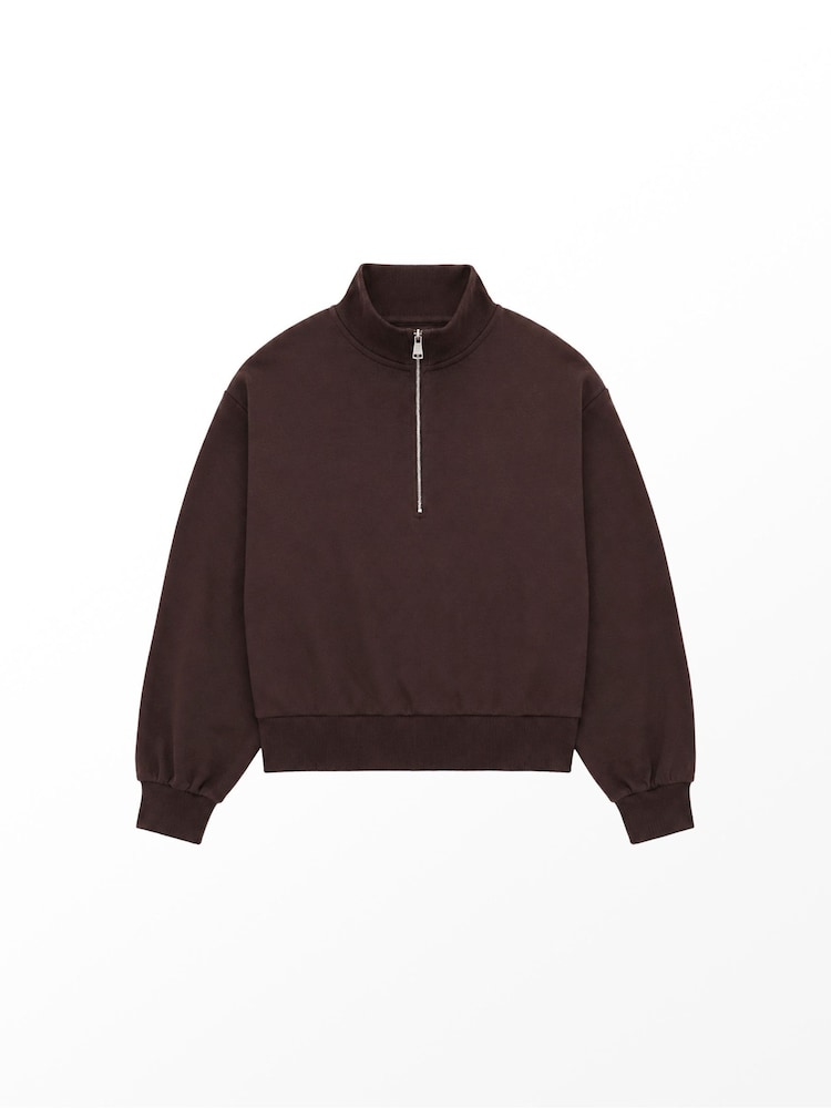 Marrón - Ro&Zo Cotton Blend Half Zip Sweatshirt - Imagen 6 de 6 Marrón - Ro&Zo Cotton Blend Half Zip Sweatshirt - Imagen 6 de 6