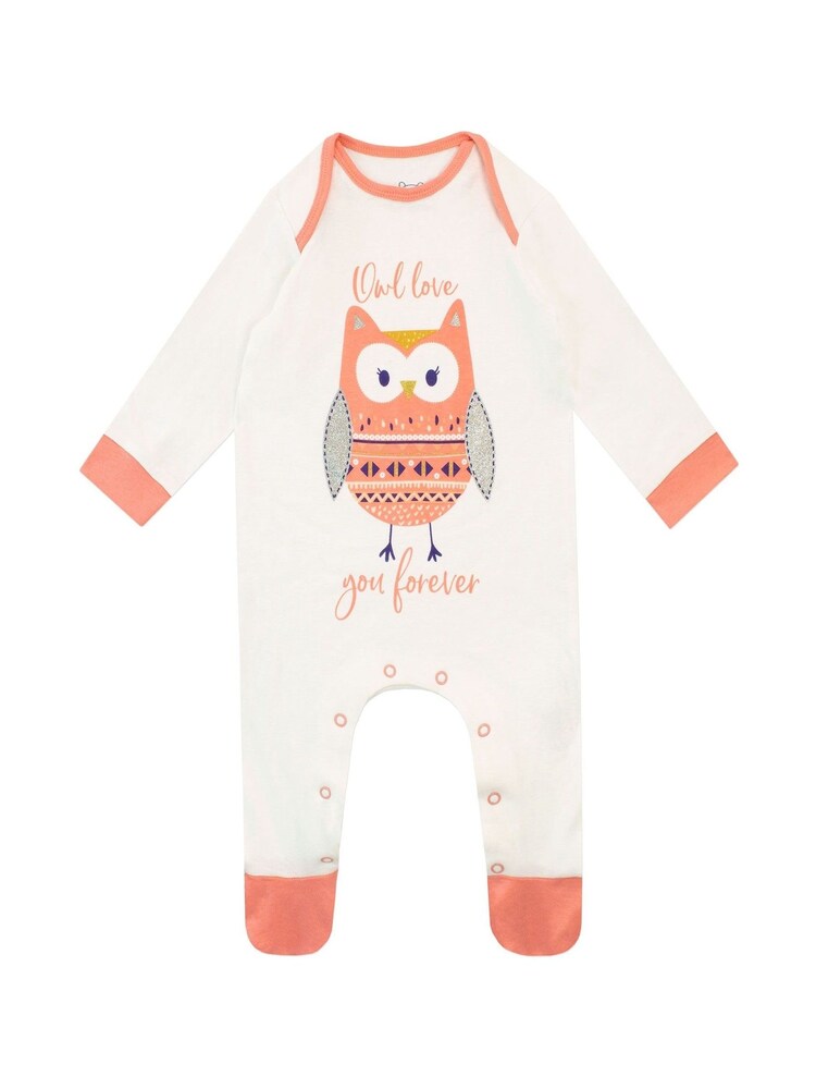 Harry Bear White Owl Love You Forever 100% Cotton Sleepsuit and Hat Set - Image 2 of 4