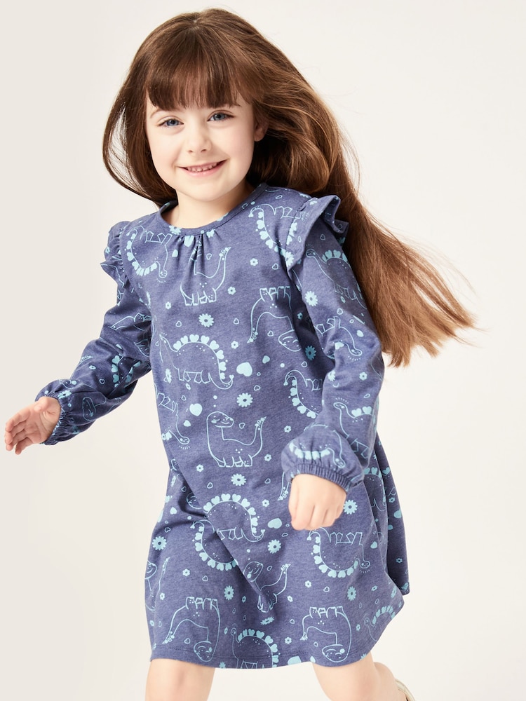 Harry Bear Blue Dinosaur Long Sleeve Dress - Image 3 of 4