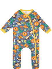Harry Bear Blue Monkeys Lions and Tigers Jungle 100% Cotton Sleepsuit - Image 1 of 3