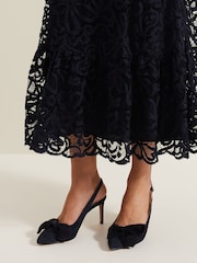 Phase Eight Blue Suede Pointed Bow Slingbacks - Image 1 of 7