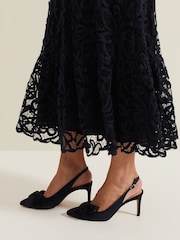 Phase Eight Blue Suede Pointed Bow Slingbacks - Image 4 of 7