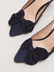 Phase Eight Blue Suede Pointed Bow Slingbacks - Image 6 of 7